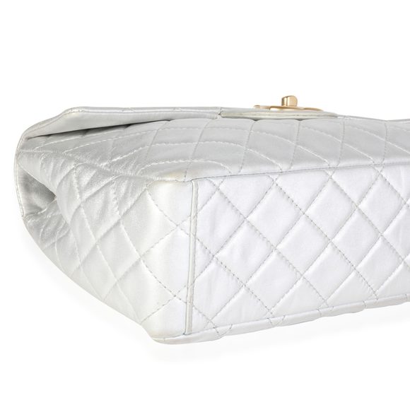 Chanel Silver Quilted Lambskin Soft Maxi Single Flap Bag - Picture 6 of 7
